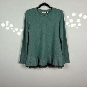 Logo Lounge Ruffle Tulle Hem Peplum Top Size XS